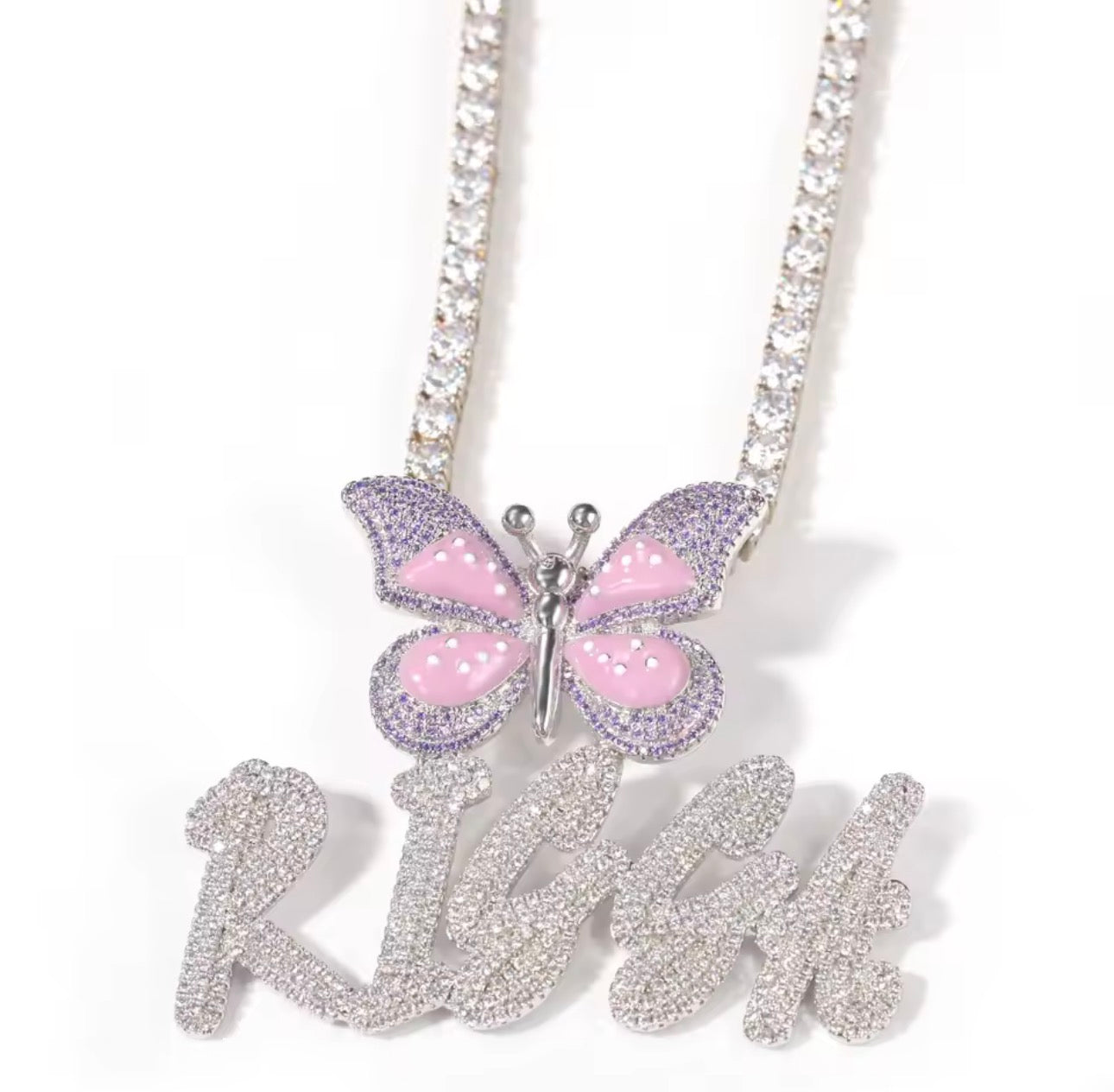 Custom name pendant with butterfly